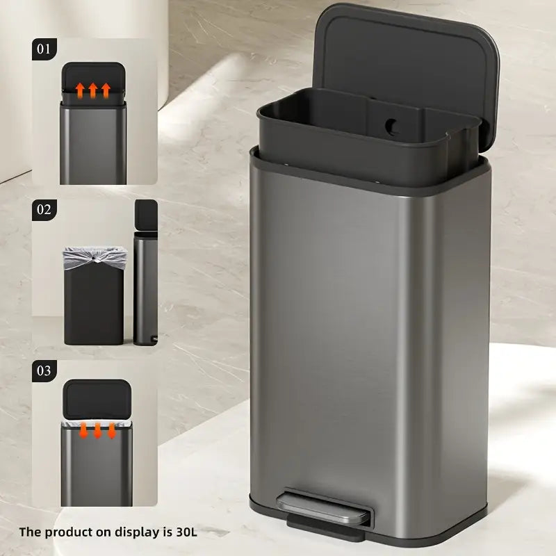 30L STAINLEES STEEL TRASH CAN