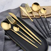 16PC BLACK STAINLESS STEEL CUTLERY