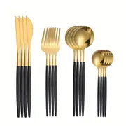 16PC BLACK STAINLESS STEEL CUTLERY